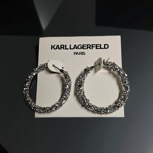 New Karl Lagerfeld Silver Hoop Earrings